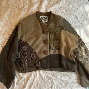 Donna Jessica Vintage mixed fabric Patchwork blazer